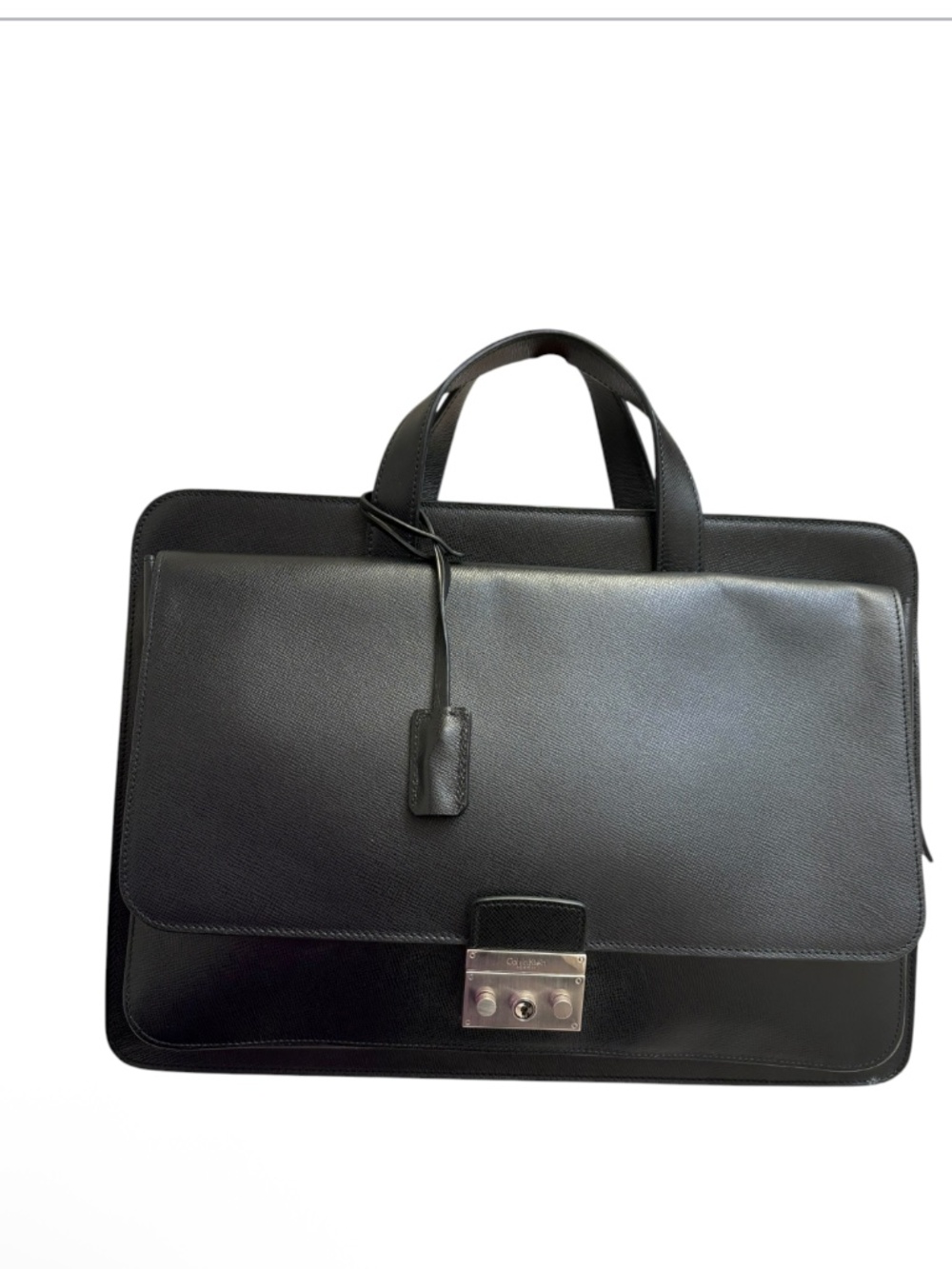 Calvin Klein collection luxury black saffiano briefcase laptop bag